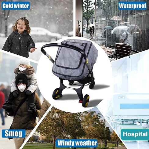 Car Seat Rain Cover,Universal Baby Stroller Accessory for Infant Car Seat Stroller,Waterproof, Windproof Protection,Protect from Dust Snow(Grey) in Kuwait