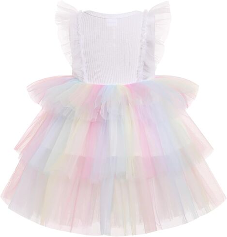 Obeeii Toddler Baby Flower Girl Girt Dress Floral Termed Tulle Tulle Tutu Dress مع فستان حفلة عيد ميلاد الأميرة in Kuwait