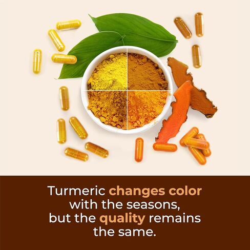 Organic Turmeric Curcumin with Black Pepper - Natural Joint Support Supplement with Bioperine and 95% Curcuminoids. High Absorption Tumeric. Antioxidant Digestive and Immune Support. 60 Vegan Capsules in Kuwait