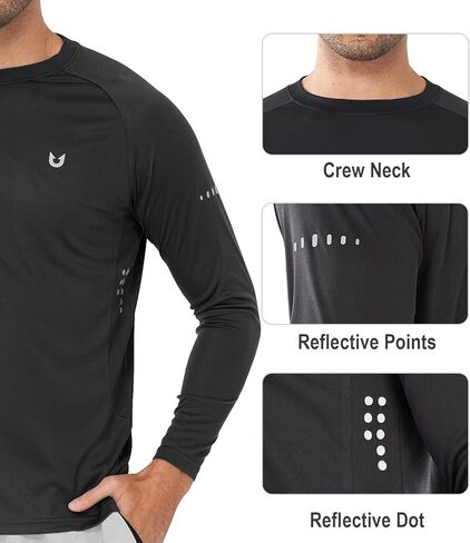 NORTHYARD Men's UPF 50+ Shirts UV Rash Guard Long Sleeve Sun Protection Swim Hoodie Shirt Lightweight for Hiking Running Black 2XL in Saudi Arabia