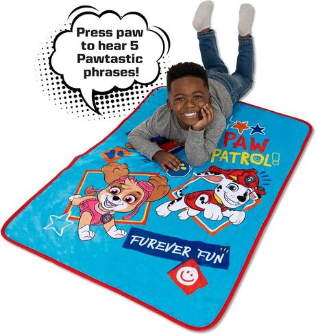 Paw Paw Patrol Musical Warm ، Plush ، بطانية تلعب عبارات ممتعة من العرض - مريحة ومريحة لطفلك ، الأزرق in Saudi Arabia