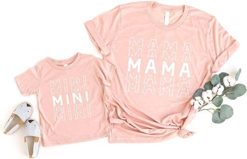 Olive Loves Apple Mommy & Me Outfit Matching Stacked Letters Shirts in Saudi Arabia