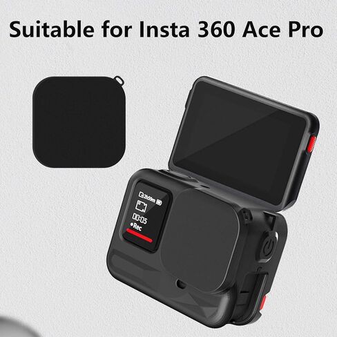 2 حزم العدسة السيليكون غطاء واقي من العدسات الضعيفة إكسسوارات ، متوافقة مع Insta360 Ace Pro ، غطاء خسارة قابل للغسل مع فتحة الحبل (أسود) in Kuwait