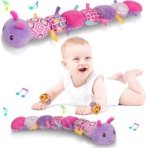 ألعاب Baby Girls من 0 إلى 6 أشهر ألعاب حيوانية محشوة من 0-6 6-12 شهرًا وزوج من الرسغ | طفل كاتربيلر البطن الوقت لعبة | لعبة الأطفال حديثي الولادة الحسية لمدة 1 عامين الفتيات البالغين من العمر. in Kuwait