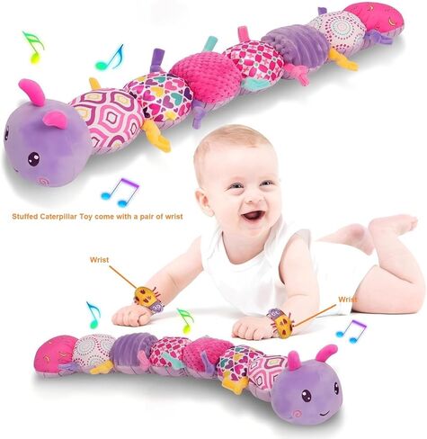 ألعاب Baby Girls من 0 إلى 6 أشهر ألعاب حيوانية محشوة من 0-6 6-12 شهرًا وزوج من الرسغ | طفل كاتربيلر البطن الوقت لعبة | لعبة الأطفال حديثي الولادة الحسية لمدة 1 عامين الفتيات البالغين من العمر. in Kuwait