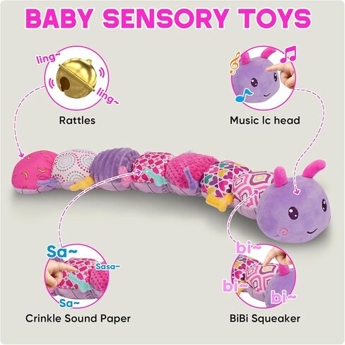 ألعاب Baby Girls من 0 إلى 6 أشهر ألعاب حيوانية محشوة من 0-6 6-12 شهرًا وزوج من الرسغ | طفل كاتربيلر البطن الوقت لعبة | لعبة الأطفال حديثي الولادة الحسية لمدة 1 عامين الفتيات البالغين من العمر. in Kuwait