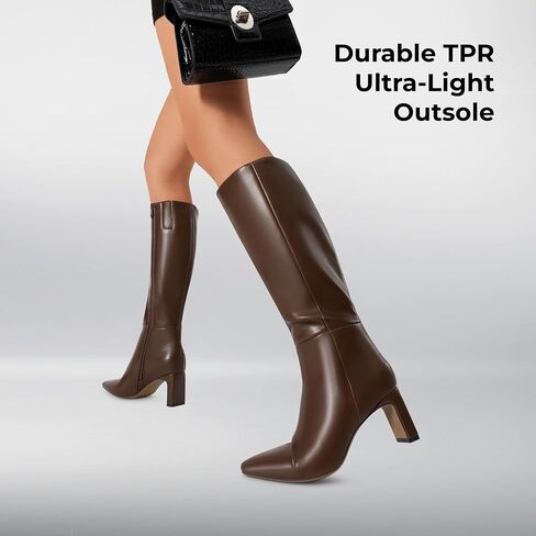 DREAM PAIRS Knee High Boots Women Chunky Block Heel Square Toe Side Zipper Tall Boots for Women in Saudi Arabia