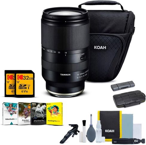 Tamron 18-300mm f/3.5-6.3 DI III-A VC VXD Lens (E-MOUNT) مع جناح البرامج ، وحالة الكاميرا ومجموعة الملحقات ، وقارئ بطاقة SD 2 في 1 وحالة حمل (6 عناصر) in Saudi Arabia