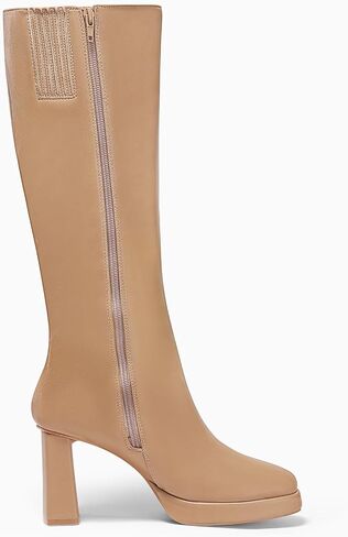 Coutgo Women’s Knee High Boots Platform Chunky High Heel Square Toe Side Zipper Gogo Boots Shoes in Saudi Arabia