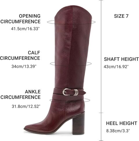 WIRALOMI Knee High Boots for Women Pointed Toe Chunky Heel Boots Metal Buckle Boots with Side Zipper in Kuwait