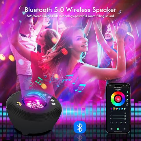 Galaxy Projector Star Lights Projector لغرفة النوم مع 33 إضاءة ، وجهاز عرض أورورا مع مكبر صوت بلوتوث 5.0 ، وتطبيق ذكي ، و 8 ضوضاء بيضاء ضوء ليلي مع IR بعيد ، وموقت للأطفال البالغين in Kuwait