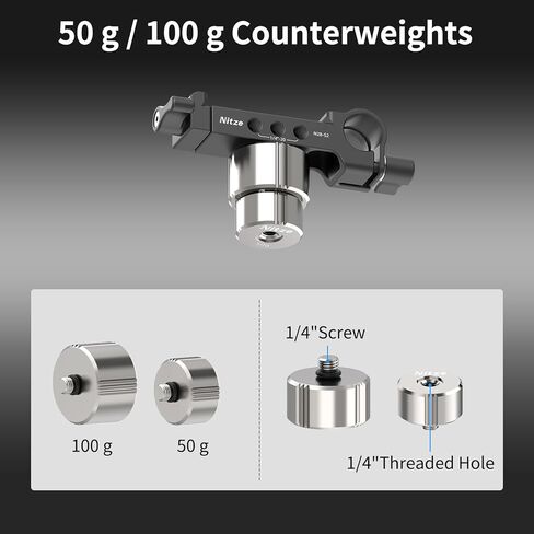 مجموعة ثقل موازنة Nitze لـ DJI RS 4 Pro/ Rs 4/ Rs 3 Pro/ Rs 3/ RSC 2/ RS 2 ، مع موازنة 50 جم/ 100 جرام ، مشبك التثبيت مع مشبك قضيب 15 مم لمحرك DJI Focus Pro - N28 -S2 in Kuwait
