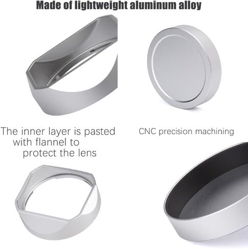 Hood Metal Square Lens (مع غطاء) متوافق مع Voigtlander Nokton 35mm F1.4，40mm F1.4，50mm F1.5 استبدال LH-6 (سبيكة الألومنيوم-الأزرق) in Kuwait