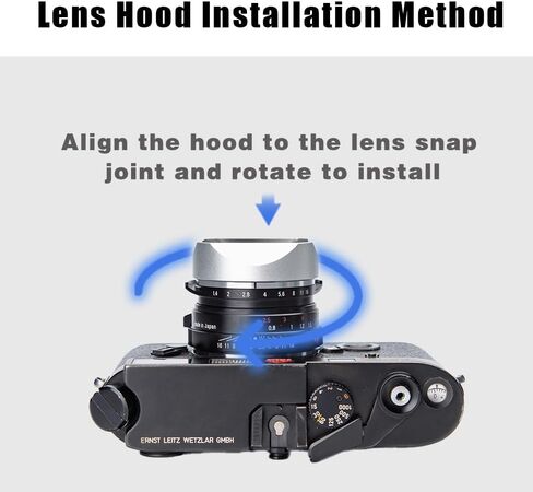 Hood Metal Square Lens (مع غطاء) متوافق مع Voigtlander Nokton 35mm F1.4，40mm F1.4，50mm F1.5 استبدال LH-6 (سبيكة الألومنيوم-الأزرق) in Kuwait