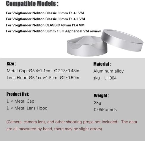 Hood Metal Square Lens (مع غطاء) متوافق مع Voigtlander Nokton 35mm F1.4，40mm F1.4，50mm F1.5 استبدال LH-6 (سبيكة الألومنيوم-الأزرق) in Kuwait