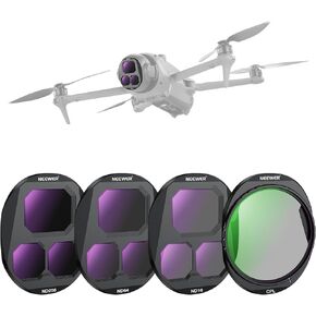 مجموعة مرشح Neewer CPL + ND متوافقة مع DJI Mavic 4 Pro (4 حزمة) ، برغي على استقطاب دائري ND8 ND16 ND32 in Kuwait