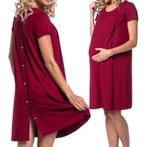 Gift for Womens Nursing Sleepwear Hospital Nightdress Short Sleeve Maternity Nightgown with Buttons S-XXL in Saudi Arabia