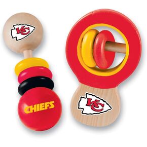 BabyFanatic Wood Rattle 2 Pack - NFL Kansas City Chiefs - Officially Licensed Baby Toy Set in Kuwait