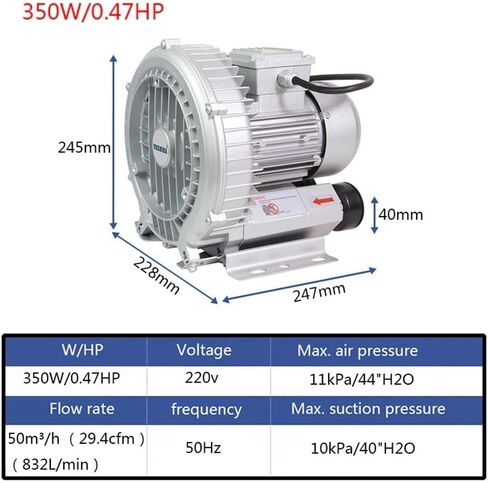 Blower Ring Ring Ring عالي الضغط 0.16HP-1.49HP ، 750W/1.01HP المنفاخ التجديدي ، 220 فولت 50 هرتز ، نفخ الهواء والشفط الفعال ، أداء موثوق للاستخدام الصناعي in Kuwait