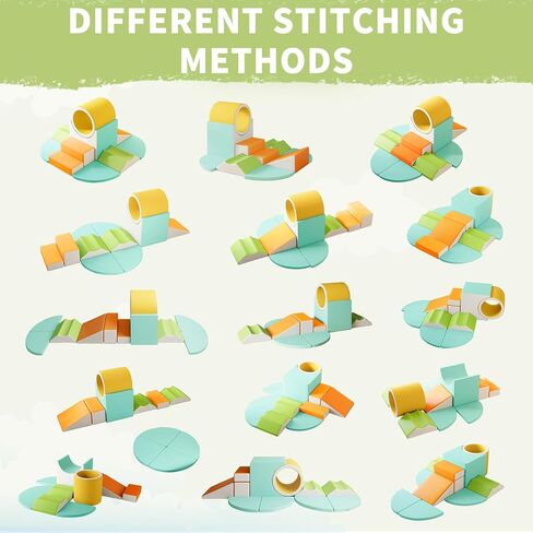 Mooitz Soft Play Clicking Blocks للأطفال الصغار - 10 في المائة مع نفق للتسلق والزحف والشرائح (بني) in Kuwait