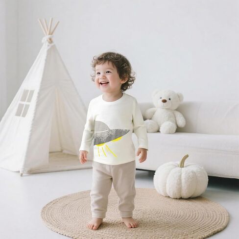 Toddler T-Shirt Long Sleeve Tee Cotton Shirt Daily Wear for Girls Boys 12 Months to 6T in Saudi Arabia