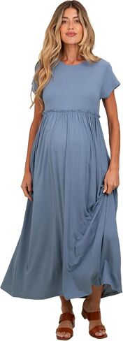 PinkBlush Navy Ruffle Trim Maternity Maxi Dress in Saudi Arabia