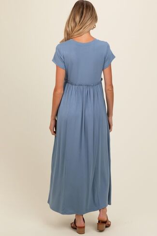 PinkBlush Navy Ruffle Trim Maternity Maxi Dress in Saudi Arabia
