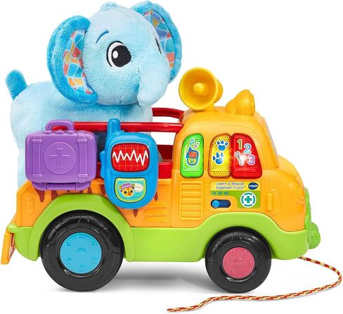 VTech Learn and Rescue Elephant Truck Pull Toy with Plush Elephant in Saudi Arabia