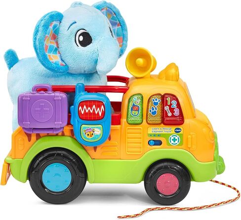 VTech Learn and Rescue Elephant Truck Pull Toy with Plush Elephant in Saudi Arabia