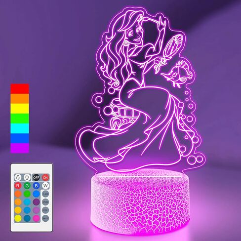 Princess Gift Night Light for Girls ، 16 لونًا قابلاً للمراقبة عن بُعد ديكور غرفة الأميرة ، لمسة ذكية 3D الوهم مصابيح لغرفة نوم الفتيات ، الأطفال المراهقين هدية حفلة عيد ميلاد in Saudi Arabia