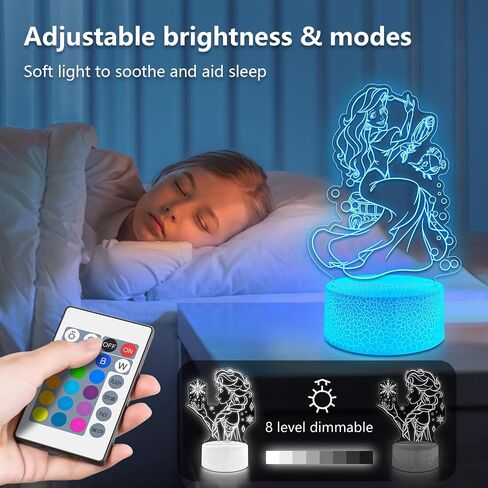 Princess Gift Night Light for Girls ، 16 لونًا قابلاً للمراقبة عن بُعد ديكور غرفة الأميرة ، لمسة ذكية 3D الوهم مصابيح لغرفة نوم الفتيات ، الأطفال المراهقين هدية حفلة عيد ميلاد in Saudi Arabia