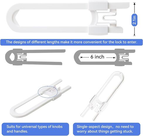 10 Pack Baby Proofing Cabinet Locks - Safeasy Adjustable U Shaped Child Safety Locks,Childproof Latches for Kitchen Bathroom Storage Cupboards Doors, Handles and Knobs (white, 10) in Kuwait