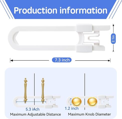 10 Pack Baby Proofing Cabinet Locks - Safeasy Adjustable U Shaped Child Safety Locks,Childproof Latches for Kitchen Bathroom Storage Cupboards Doors, Handles and Knobs (white, 10) in Kuwait