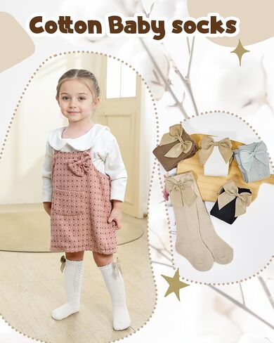 Century Star Toddler Knee High Socks طفلة طويلة الأنبوب الجوارب الجوارب الرضعية القوس القوس الجوارب in Saudi Arabia