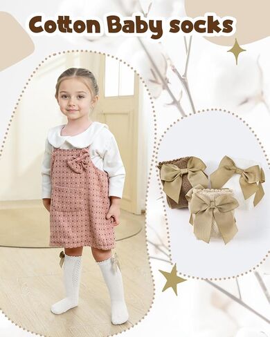 Century Star Toddler Knee High Socks طفلة طويلة الأنبوب الجوارب الجوارب الرضعية القوس القوس الجوارب in Saudi Arabia