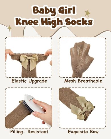 Century Star Toddler Knee High Socks طفلة طويلة الأنبوب الجوارب الجوارب الرضعية القوس القوس الجوارب in Saudi Arabia