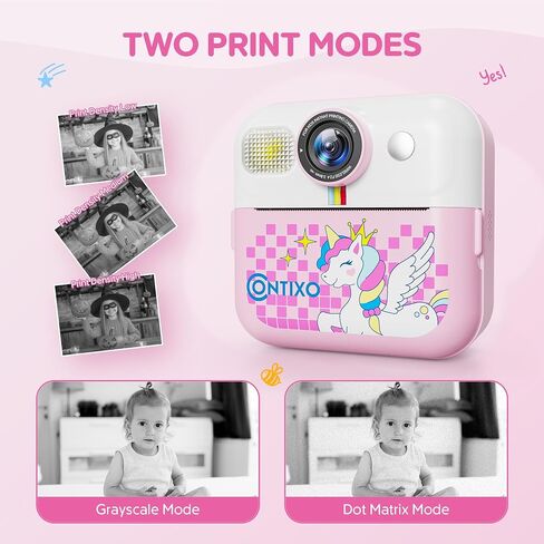 Contixo KC4 Kids Camera Print Instant Print ، Pink 2.4 "Screen Kids Digital Printing Cameras with 1080p Video ، Zoom 16x ، 32GB Storage ، Toddler Portable Travel Town in Saudi Arabia