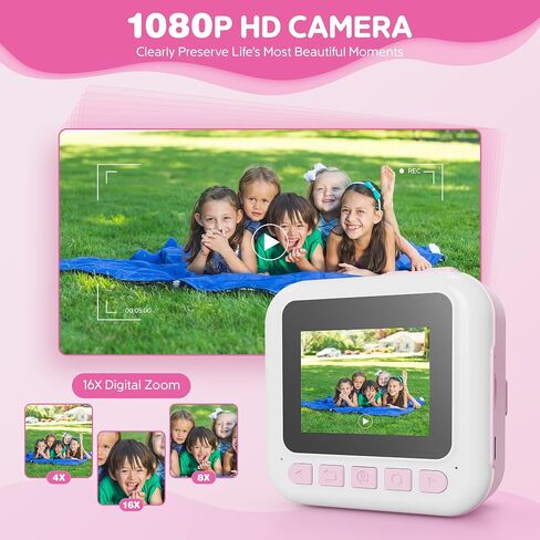 Contixo KC4 Kids Camera Print Instant Print ، Pink 2.4 "Screen Kids Digital Printing Cameras with 1080p Video ، Zoom 16x ، 32GB Storage ، Toddler Portable Travel Town in Saudi Arabia