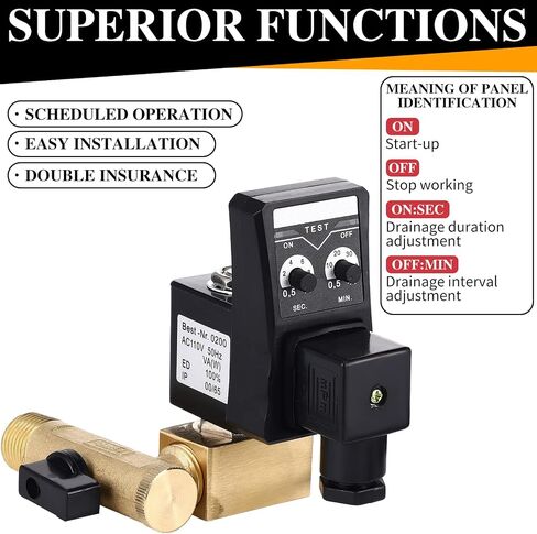 Bonuci 2 Sets Electronic Drain Valve Kit Automatic, 110V Timed Tank Drain Water Valve for Air Compressed (Separating) in Saudi Arabia