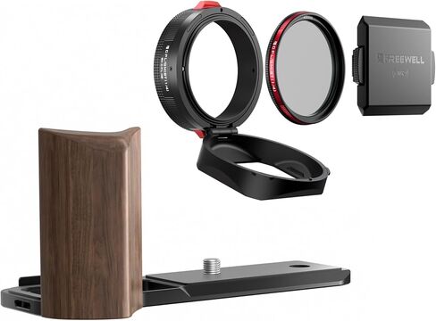 غطاء محرك العدسة Freewell مع مرشح CPL/Mist Hybrid و Wooden L Bracket Grip Bundle for Fuji GFX100RF (أسود) in Kuwait