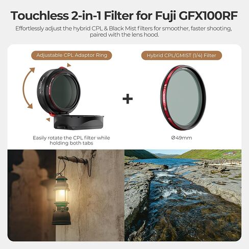 غطاء محرك العدسة Freewell مع مرشح CPL/Mist Hybrid و Wooden L Bracket Grip Bundle for Fuji GFX100RF (أسود) in Kuwait