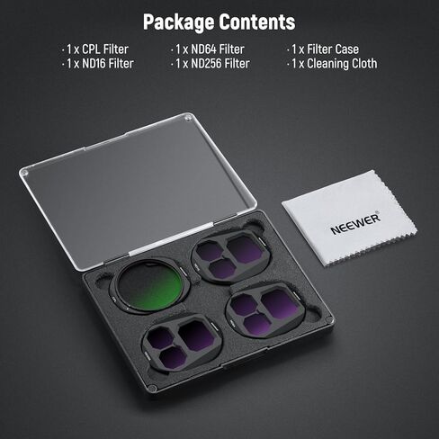 مجموعة مرشح Neewer CPL + ND متوافقة مع DJI Mavic 4 Pro (4 حزمة) ، برغي على استقطاب دائري ND8 ND16 ND32 in Kuwait
