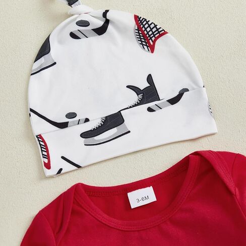 GOOCHEER Newborn Baby Boy Clothes Fall Winter Outfit Ice Hockey Long Sleeve Romper Shirt Tops Pants Hat Set in Saudi Arabia