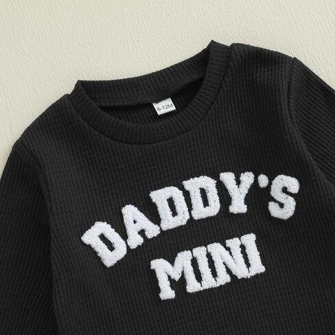Kupretty Baby Boy Clothes Daddy's Mini Waffle Romper Pant Set | 3 6 12 18 Months Boys Clothing Set Fall Winter Outfit Embroidery Long Sleeve Bodysuit & Matching Joggers Infant Set in Saudi Arabia