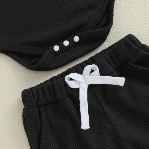Kupretty Baby Boy Clothes Daddy's Mini Waffle Romper Pant Set | 3 6 12 18 Months Boys Clothing Set Fall Winter Outfit Embroidery Long Sleeve Bodysuit & Matching Joggers Infant Set in Saudi Arabia
