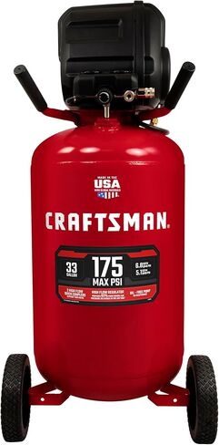 Craftsman 33 Gallon Air Compressor ، 175 Max PSI ، ضاغط الهواء المحمول ، ضاغط الهواء العمودي للاستخدام الشاق ، مثالي لمرآب المنزل وورشة العمل ، وأداء فعال وموثوق in Kuwait