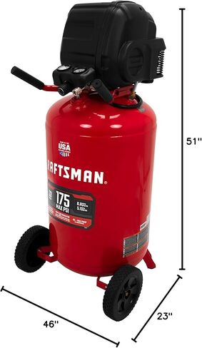 Craftsman 33 Gallon Air Compressor ، 175 Max PSI ، ضاغط الهواء المحمول ، ضاغط الهواء العمودي للاستخدام الشاق ، مثالي لمرآب المنزل وورشة العمل ، وأداء فعال وموثوق in Kuwait