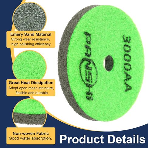 HARFINGTON Diamond Sponge Polishing Pads 4" Dia 300 Grit Emery Sand Fiber Polishing Pad Wet Use Buffing Pad for Stone Concrete Marble Grinder Polisher Buffing Wheel, Orange Brown in Saudi Arabia