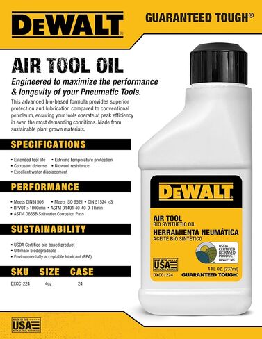 Dewalt Air Tool Biosynthetic Oil, 4 oz in Saudi Arabia