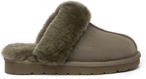 Women Raven Slippers Womens Warm Winter Sheepskin Suede Mule in Saudi Arabia